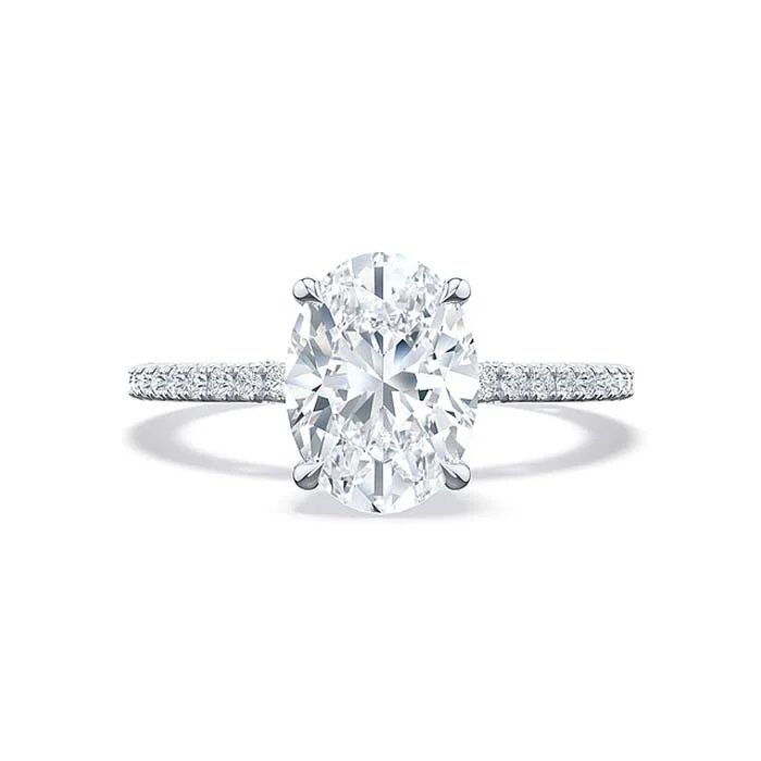 women's engagement rings with hidden halo -Tacori "Simply Tacori" Oval Soliatire Engagement Ring with Diamond Shoulders in 18K White Gold