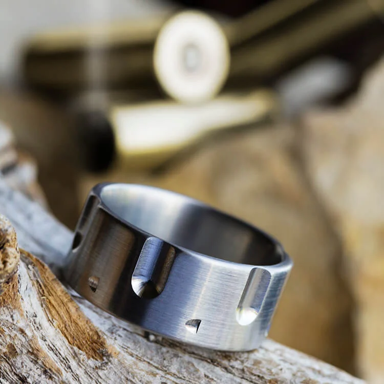 women's ring high-end luxury -Revolver Ring, Titanium Band with Brushed Finish