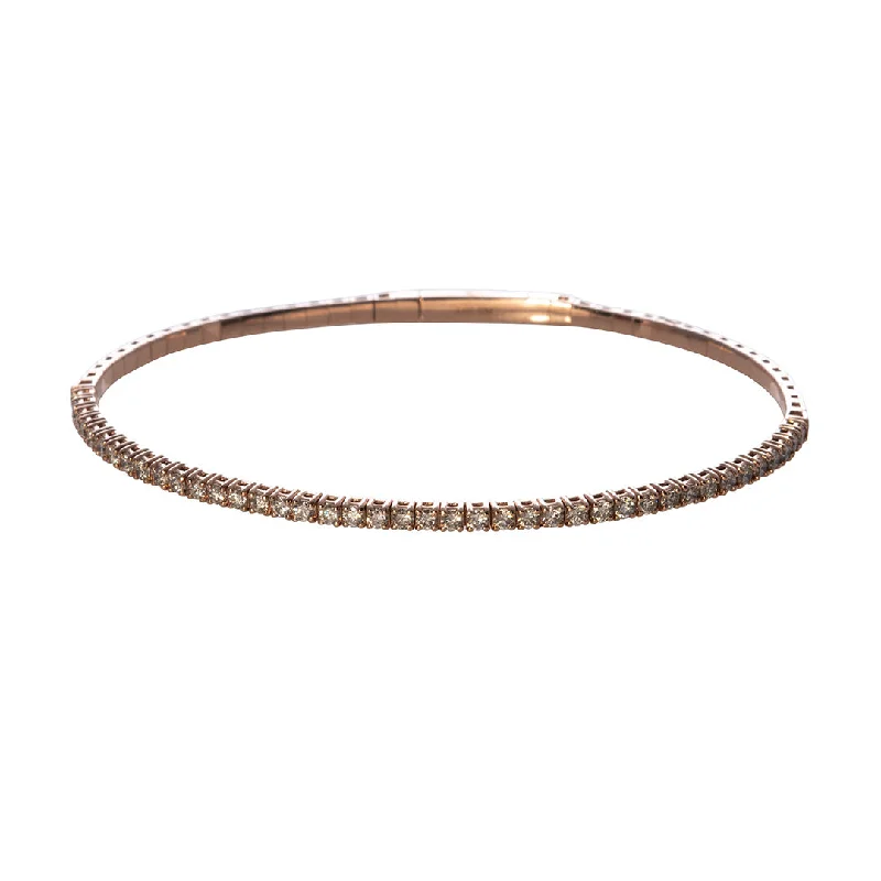 women's bracelets modern minimalist -1ctw Diamond 14K Rose Gold Flexible Tennis Bangle