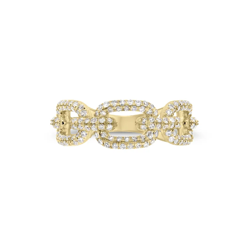 women's ring cushion cut -Diamond Wide Link Chain Ring