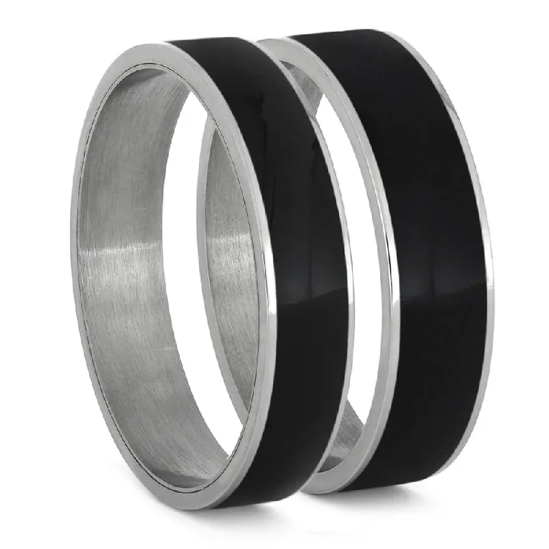 women's ring white gold -Ebony Wood Inlay Components for Modular Rings