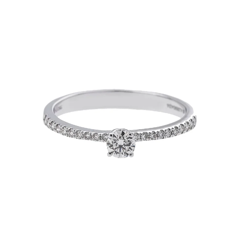 women's engagement rings silver -18K White Gold & 0.21 Carat Diamond Ring in Size 6.5 (1.94gm)