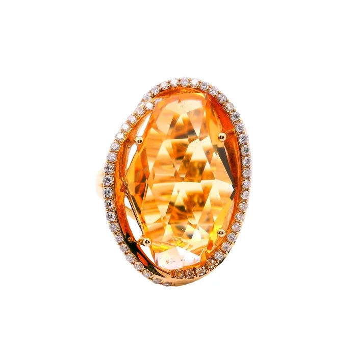 women's engagement rings luxury collection -Mountz Collection Citrine and Diamond Ring in 14K Yellow Gold