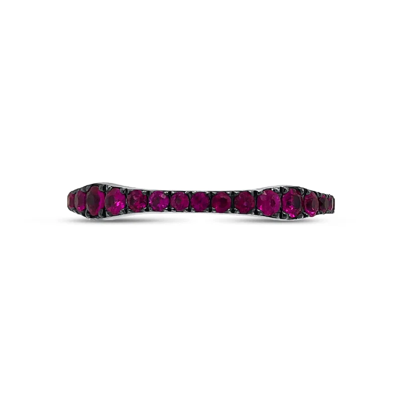 women's ring large size -Pink Sapphire Curvy Eternity Band