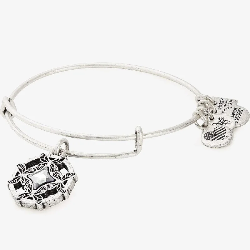 women's bracelets stylish and durable -Wings of Change Crystal Charm Bangle