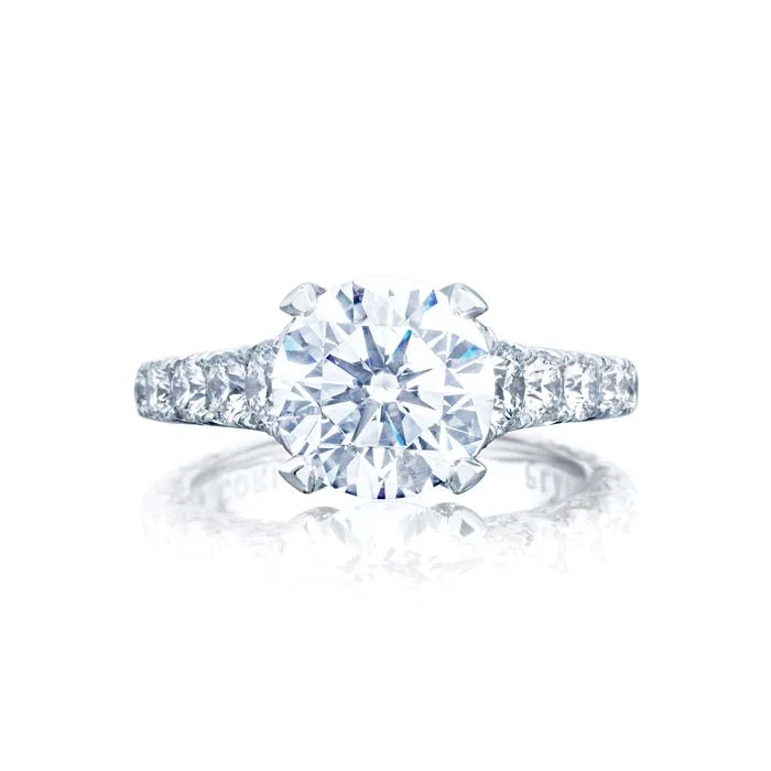 women's engagement rings bold statement -Tacori Royal T Engagement Ring Semi Mount in Platinum with Diamonds