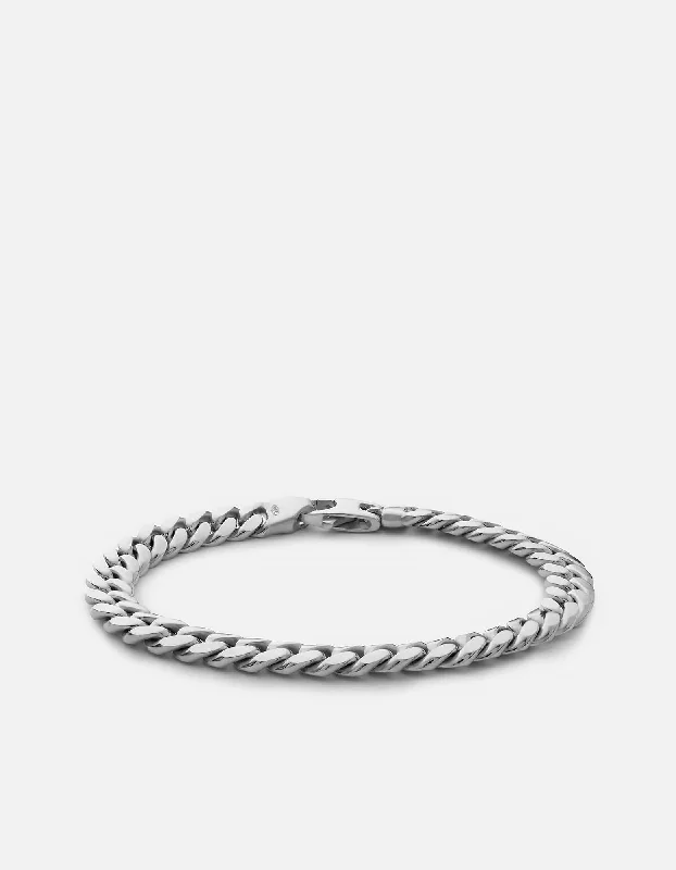 women's bracelets bold fashion -6.5mm Cuban Chain Bracelet, Sterling Silver