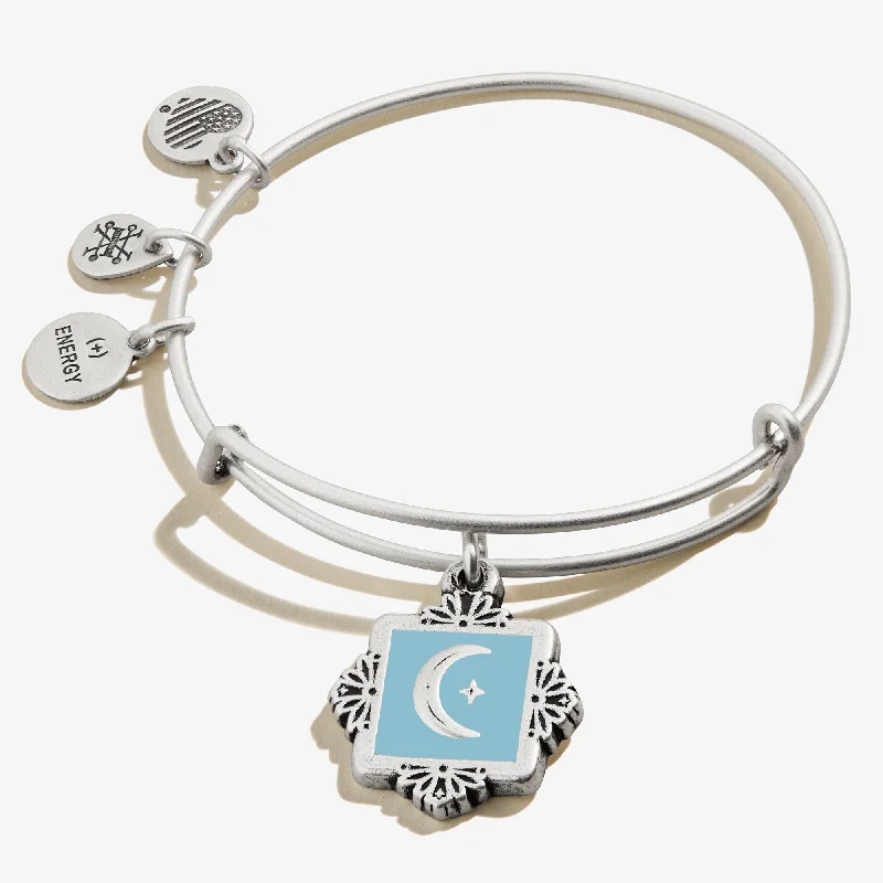 women's bracelets everyday wear -Token of Wisdom Moon Charm Bangle