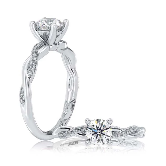 women's engagement rings diamond -A. Jaffe Twist Engagement Ring Semi-Mounting in 14K White Gold