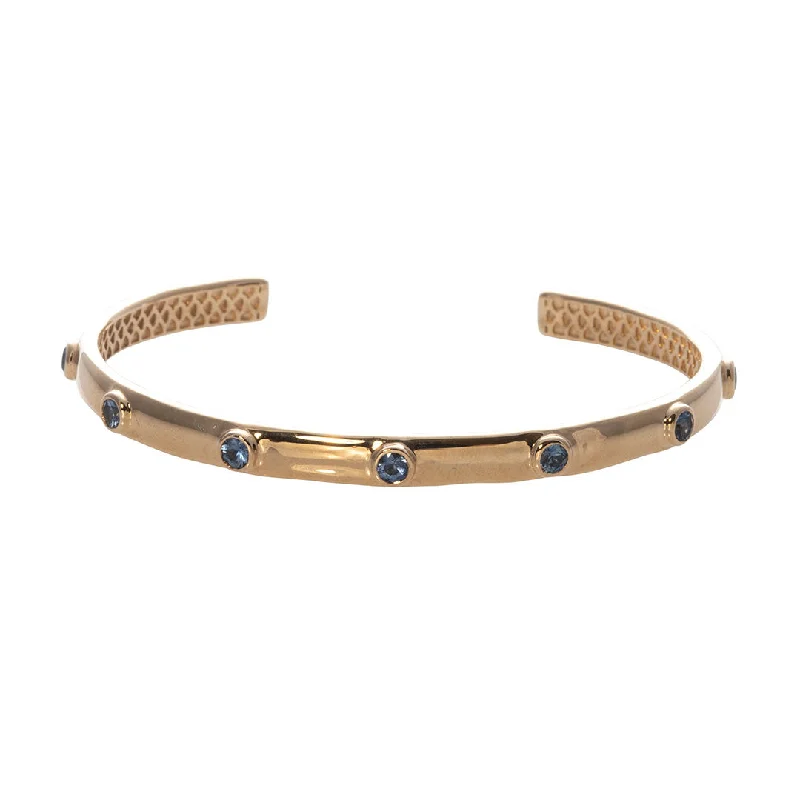 women's bracelets handcrafted -Sapphire 14K Yellow Gold Cuff Bangle