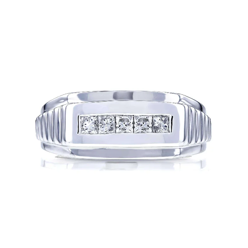 women's ring bold design -Diamond Row Ring