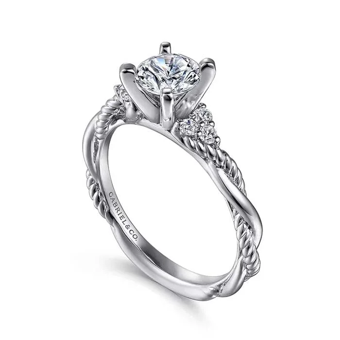 women's engagement rings conflict-free diamonds -Gabriel & Co. "Catalina" Twisted Engagement Ring Semi-Mounting 14K White Gold