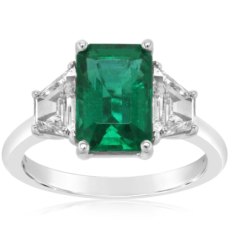 women's engagement rings double band -JB STAR Emerald & Diamond Ring