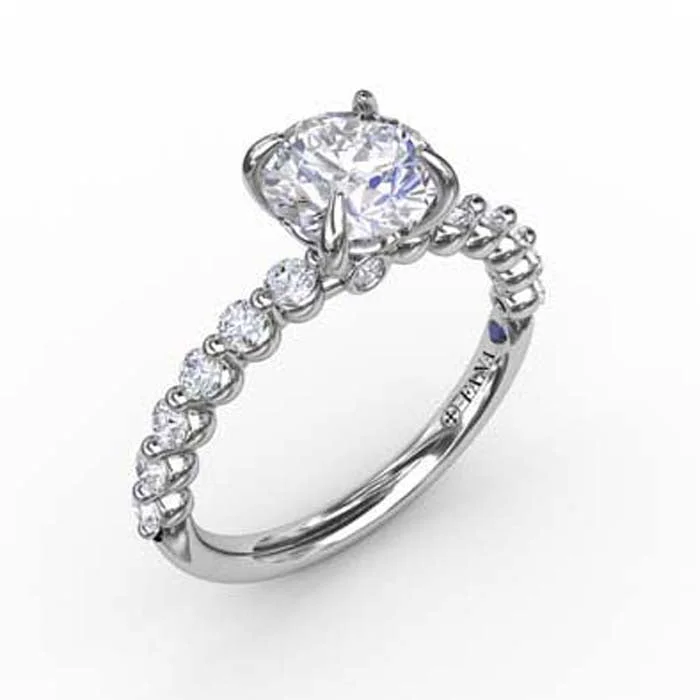 women's engagement rings classic elegance -Fana Single Shared Prong Engagement Ring Semi-Mounting in 14K White Gold