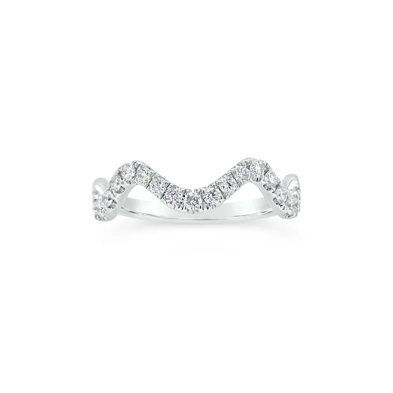 women's ring for girlfriend -Diamond Stackable Wavy Ring