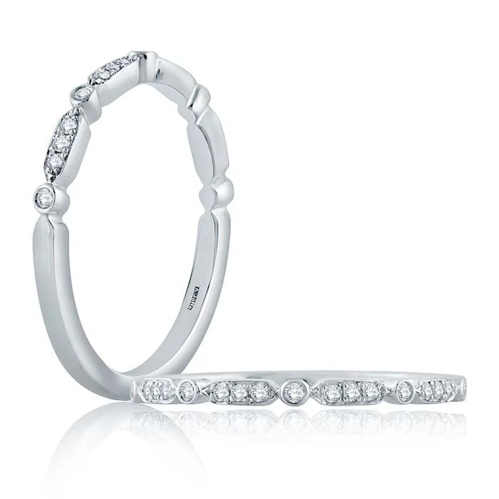 women's engagement rings delicate band -A. Jaffe Diamond Wedding Band in 14K White Gold