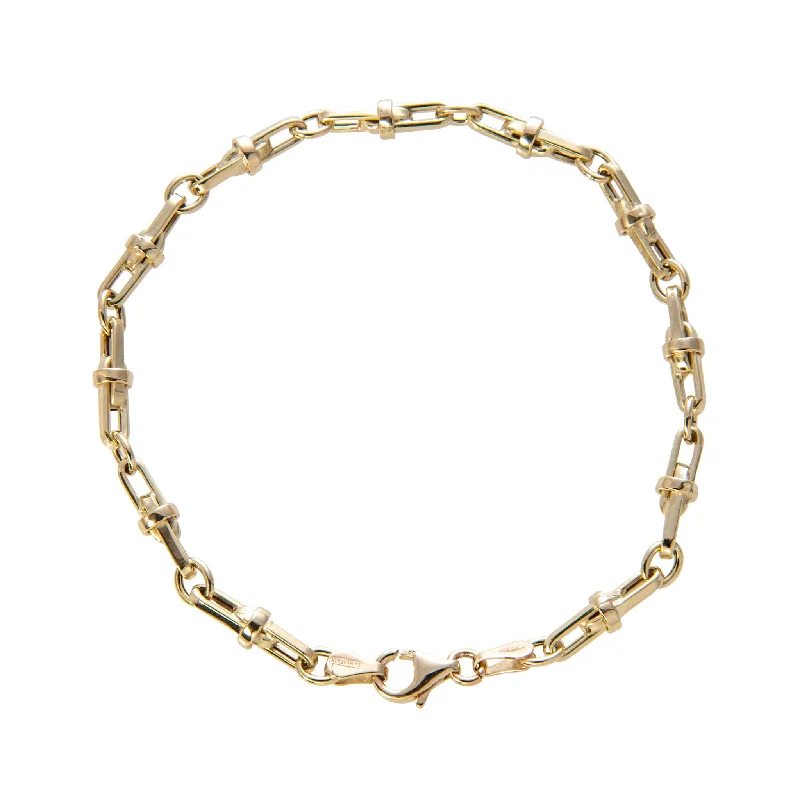 women's bracelets fine craftsmanship -14K Yellow Gold Italian Interlocked Mixed Link Bracelet