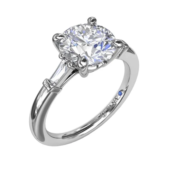 women's engagement rings pear cut -Fana Tapered Baguette Diamond Engagement Ring Semi-Mounting in 14K White Gold