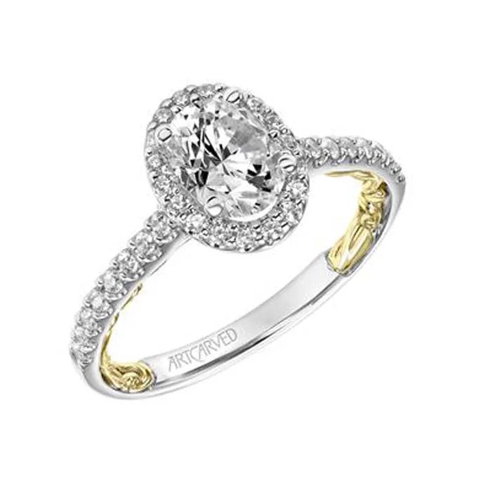 women's engagement rings large carat size -ArtCarved "Falyn" Engagement Ring Semi-Mounting in 14K White and Yellow Gold