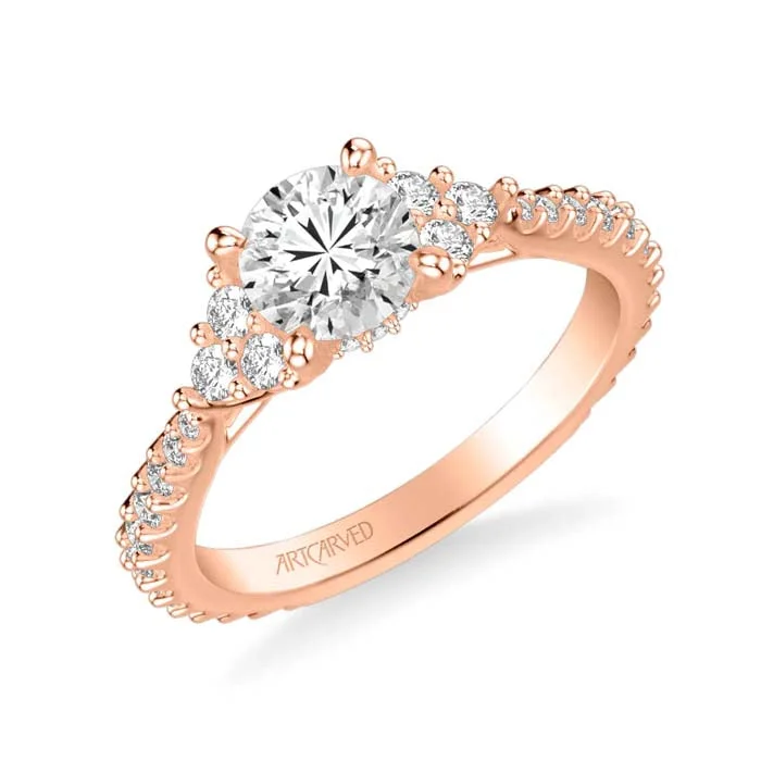 women's engagement rings moon and stars -ArtCarved "Clio" Diamond Engagement Ring Semi-Mounting in 14K Rose Gold