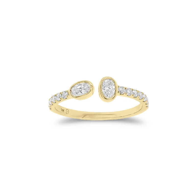 women's ring infinity symbol -Bezel-Set Oval Diamond Open Ring