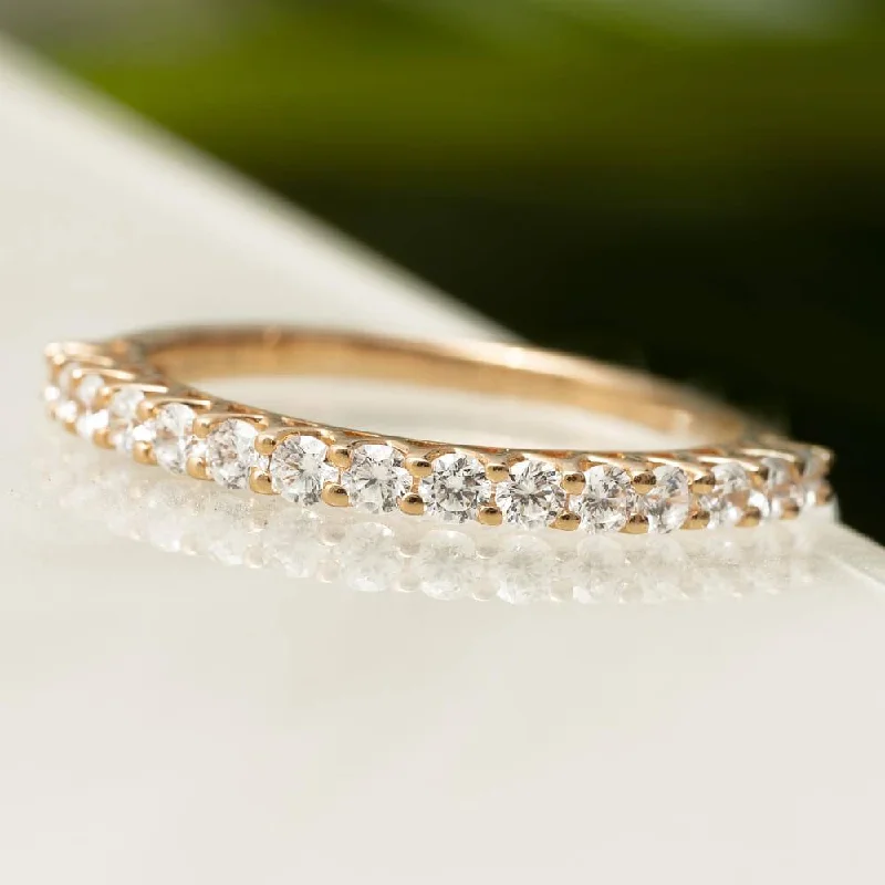 women's ring boho style -1/2 CTW Diamond Anniversary Band With V-Shaped Prong Setting