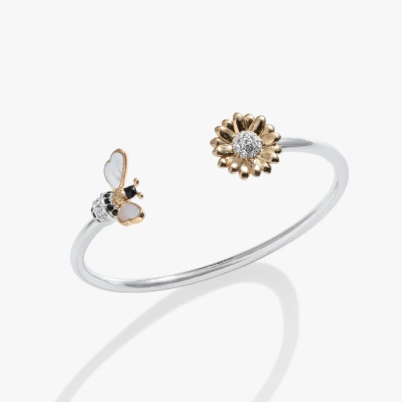 women's bracelets lightweight design -Sunflower & Bee Flex Cuff