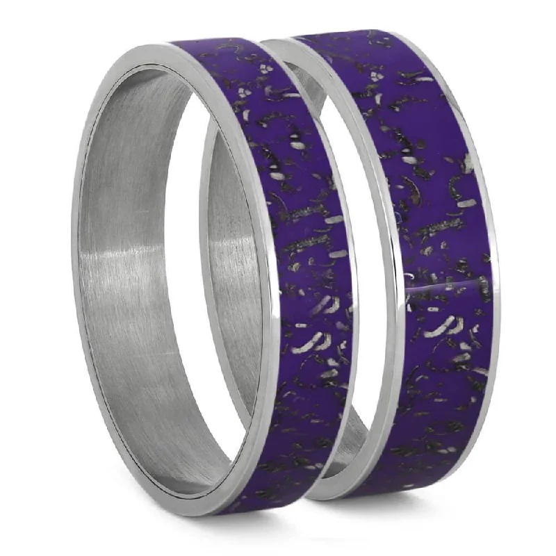 women's ring affordable price -Purple Stardust Inlay Components for Modular Rings