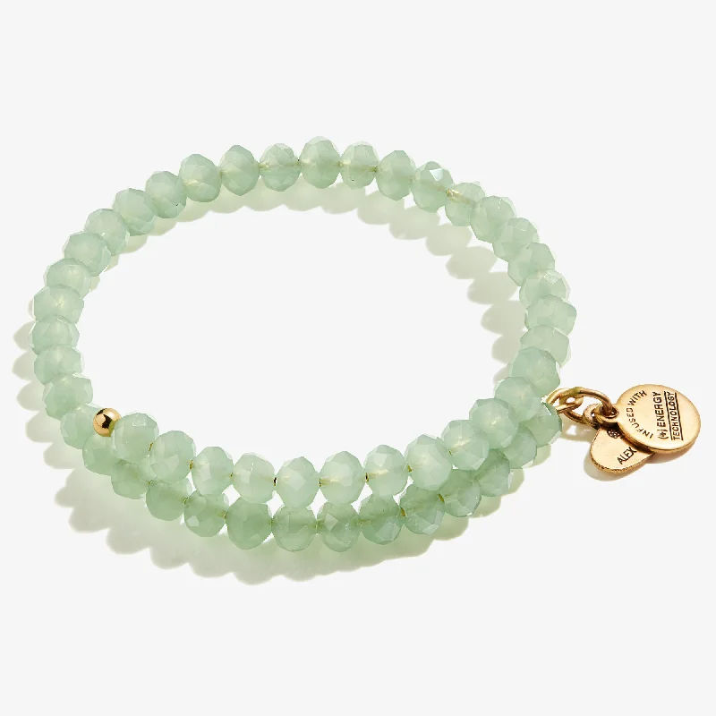 women's bracelets for daughter -Transparent Beaded Wrap Bracelet, Light Green