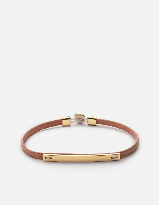 women's bracelets infinity charm -Nexus ID Leather Bracelet, Gold Vermeil