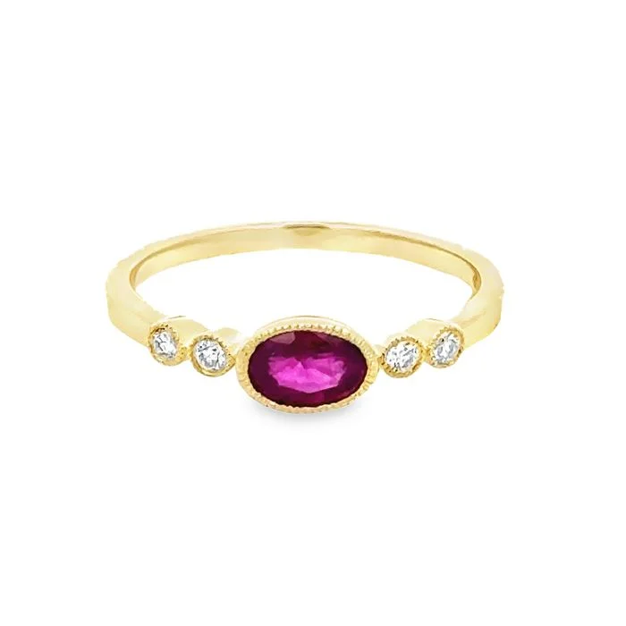 women's engagement rings hypoallergenic -Mountz Collection Ruby and Diamond Ring in 14K Yellow Gold