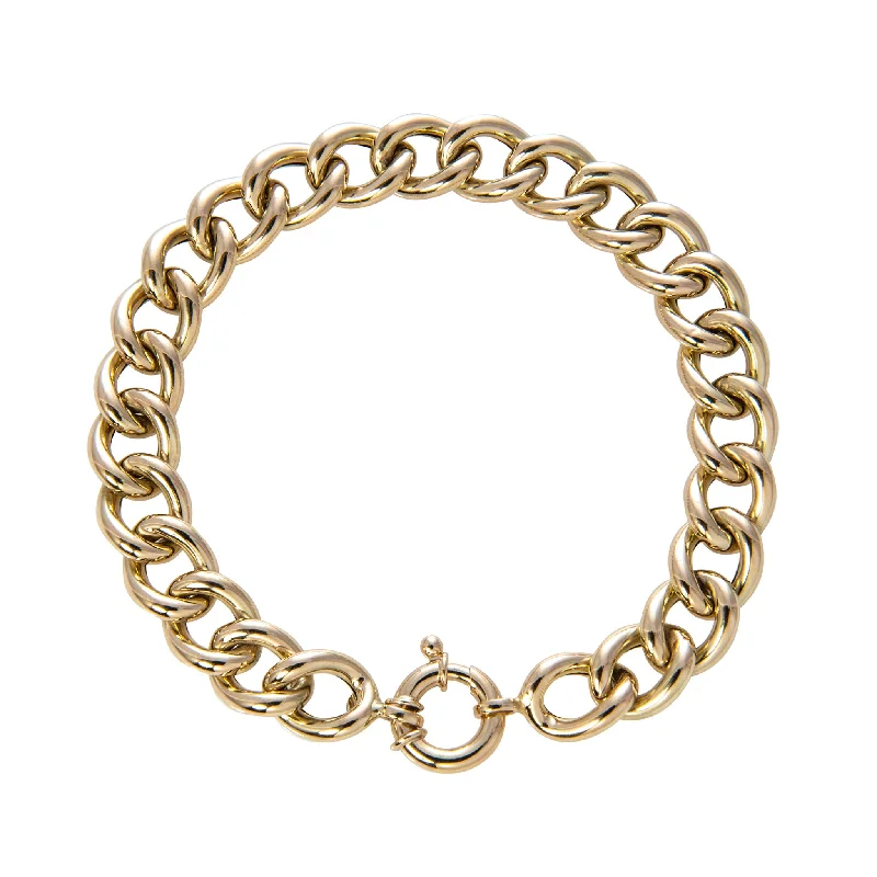 women's bracelets with sapphire -14K Yellow Gold Italian Curb Link Bracelet