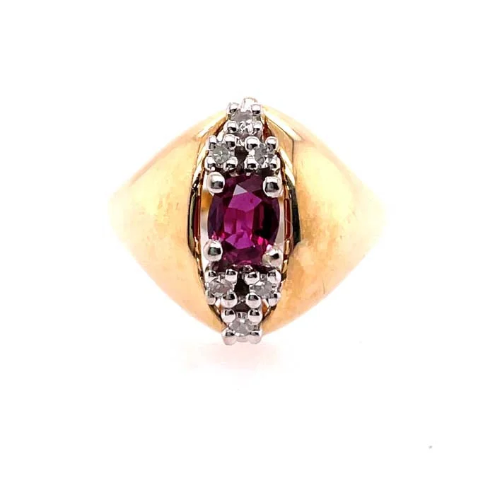 women's engagement rings for proposal -Estate Pink Tourmaline and Diamond RIng in 14K Yellow Gold