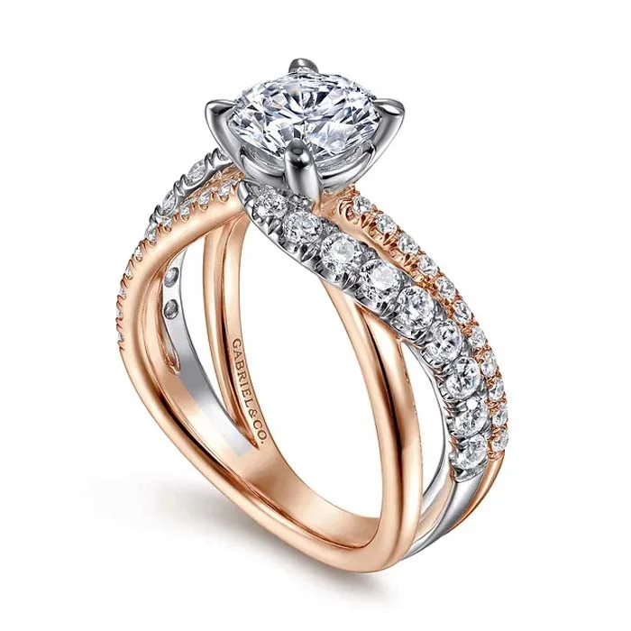 women's engagement rings engagement gift -Gabriel & Co. Zaira" Free Form Diamond Engagement Ring Semi-Mounting in 14K White and Rose Gold