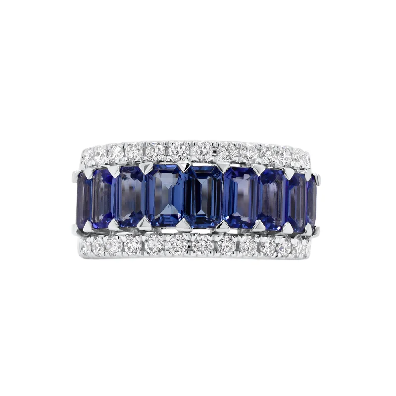 women's ring moon and stars -Tanzanite & Diamond Band