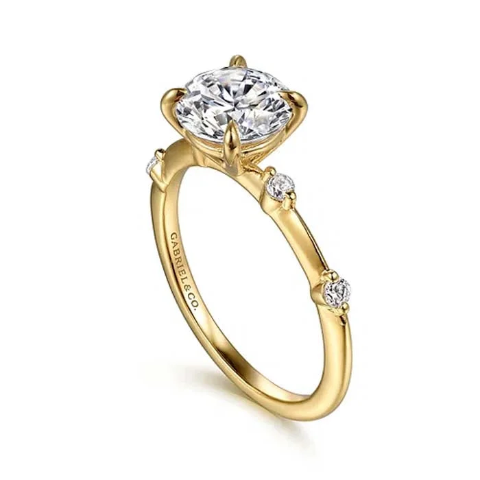 women's engagement rings bold statement -Gabriel & Co. "Frances" Round Engagement Ring Semi-Mounting in 14K Yellow Gold