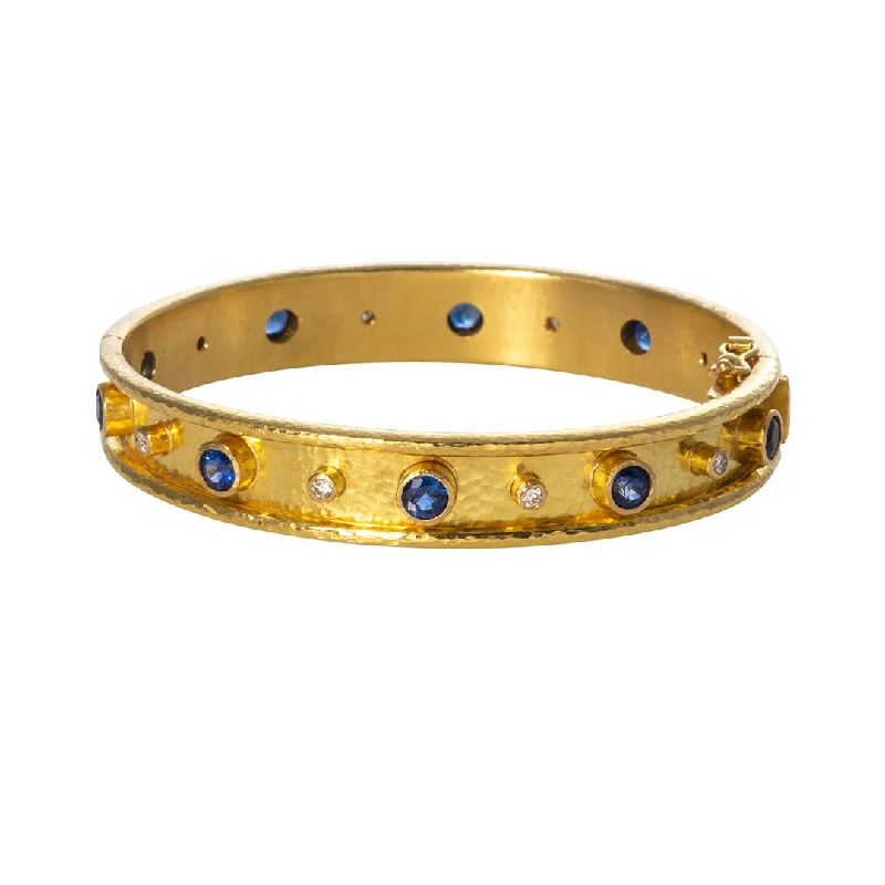 women's bracelets silver -Elizabeth Locke Blue Sapphire & Diamond Bangle