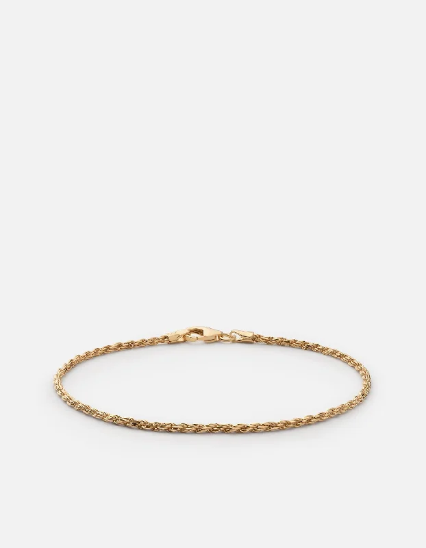 women's bracelets braided style -1.8mm Rope Chain Bracelet, Gold Vermeil