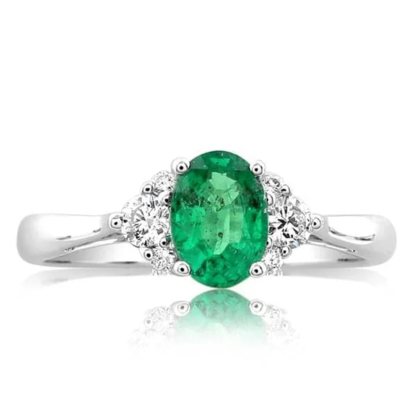 women's engagement rings high-end design -Emerald & Diamond Ring