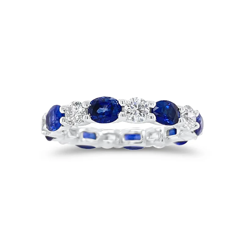 women's ring with heart shape -Sapphire & Diamond Eternity Ring