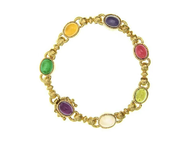 women's bracelets with name engraving -Elizabeth Locke “Tutti Frutti” Oval Cabochon Stone Link Bracelet