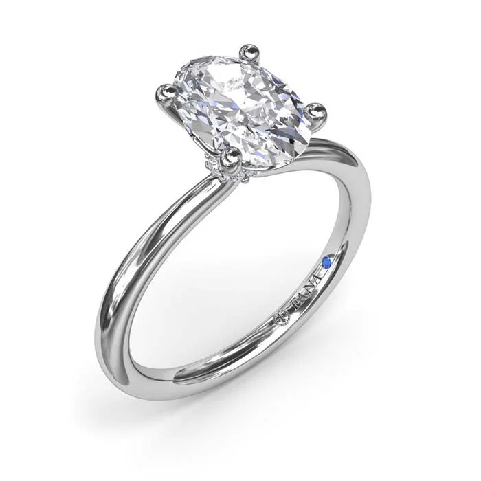 women's engagement rings pear cut -Fana Hidden Halo Engagement Ring in 14K White Gold