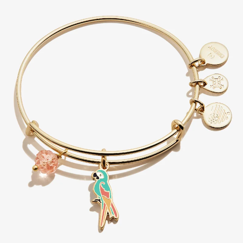 women's bracelets stackable -Tropical Parrot Duo Charm Bangle