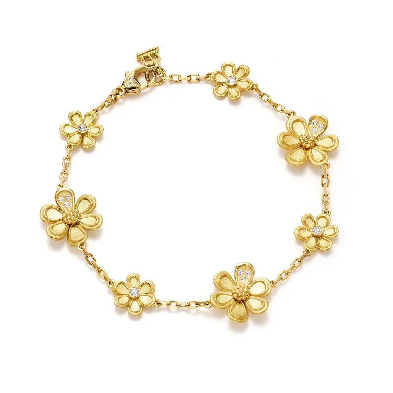 women's bracelets for casual wear -Temple St. Clair Golden Flower Bracelet