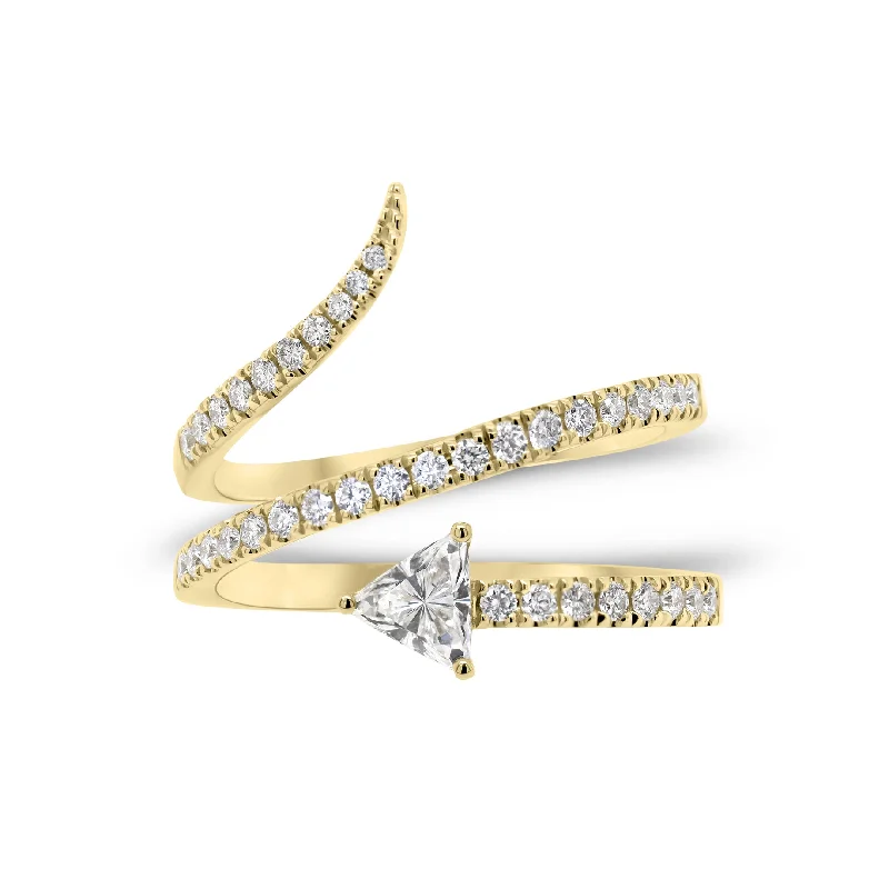 women's ring sun and moon -Trillion-Cut Diamond Wrap Ring