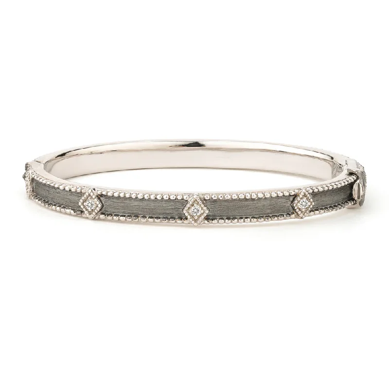 women's bracelets for girlfriend -Jude Frances Blackened Silver Lisse Simple Kite Shape Bangle