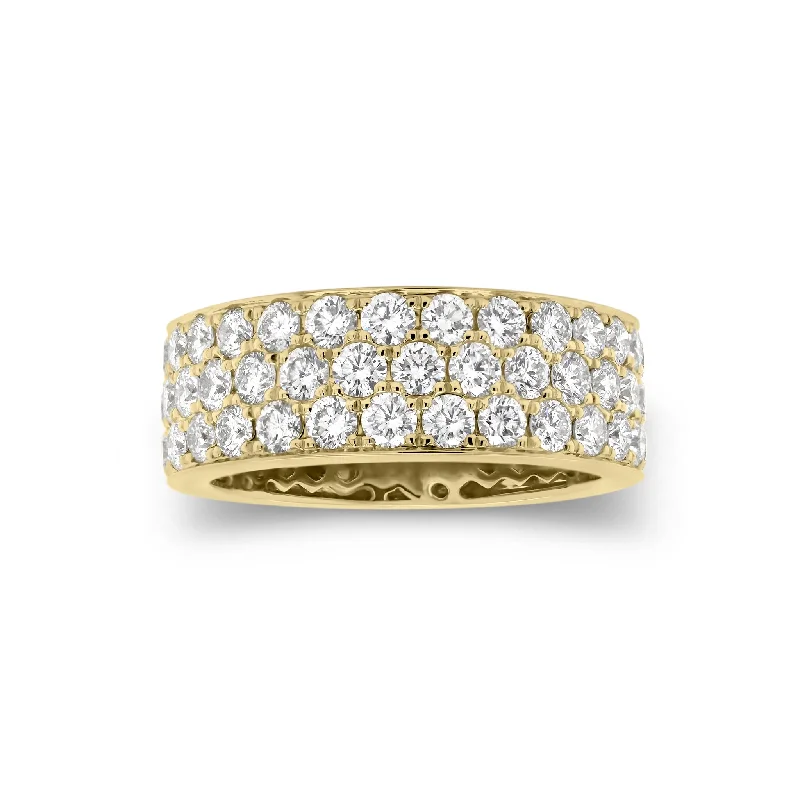 women's ring gold -Diamond Triple Row Band