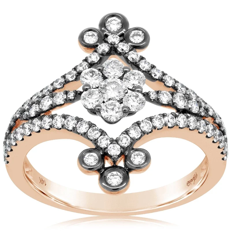 women's engagement rings handcrafted masterpiece -Rose Gold & Black Rhodium Diamond Ring