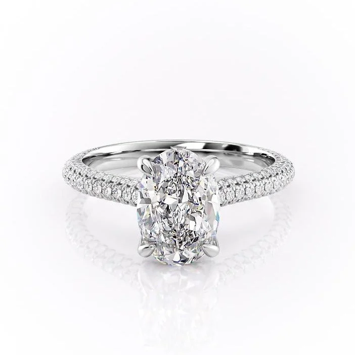 women's engagement rings pear cut -Oval Cut Moissanite Engagement Ring With Side Stones