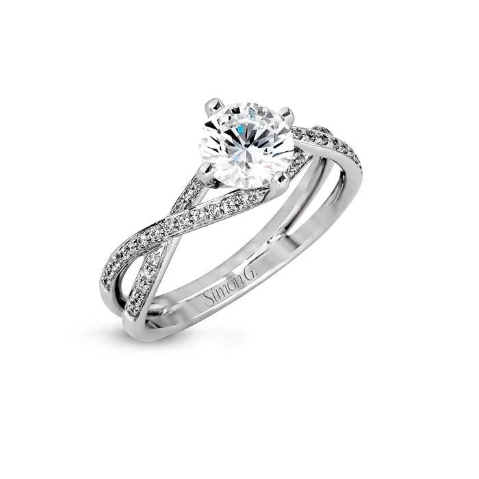 women's engagement rings with hidden gem -Simon G. Twist Semi-Mounting Engagement Ring in 18K White Gold